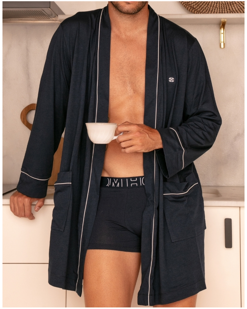 Robe de chambre modal et coton HOM Rafael (Marine)