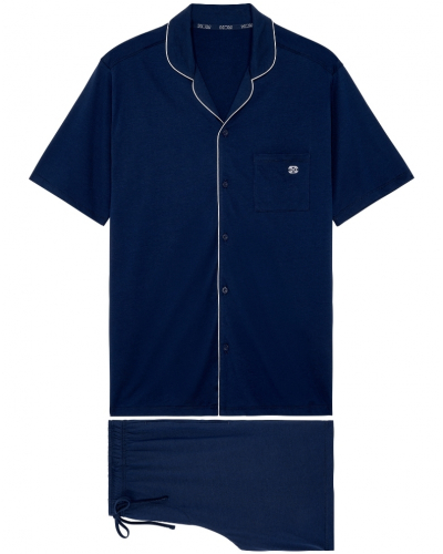 Pyjama court modal et coton HOM Rafael (Marine)