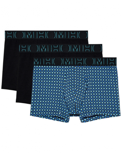 Lot de 3 boxers HOM Marco (Imprimé Bleu/Noir/Noir)