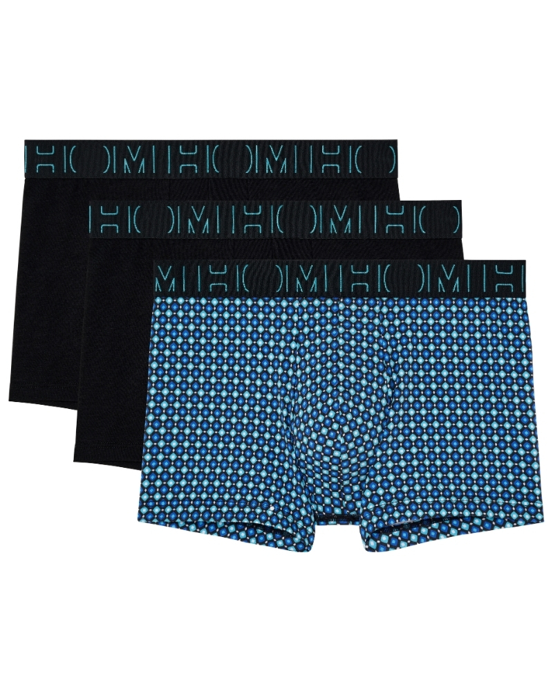 Pack of 3 boxers HOM Marco (Imprimé Bleu/Noir/Noir)