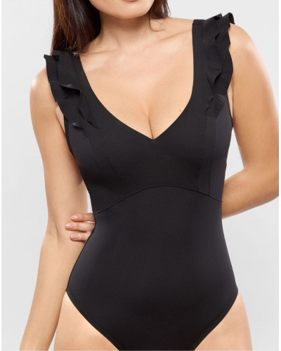 V-neck one-piece swimsuit without underwire Empreinte Glam (Black)