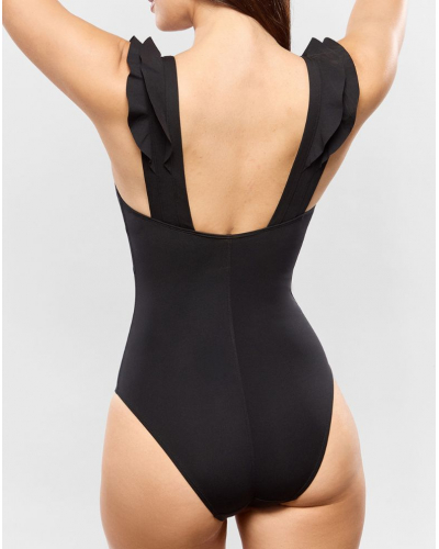 V-neck one-piece swimsuit without underwire Empreinte Glam (Black)