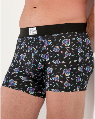 Boxer cotton HOM Love Me (Imprimé Noir/Multicolore)