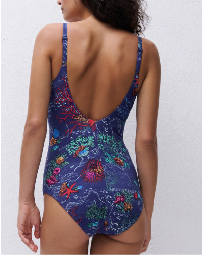 Maillot de bain une pièce armatures enveloppant Chantelle Icon (Dark Mediterranean)