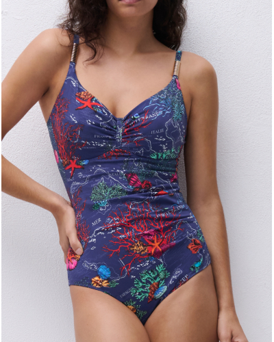 Traje de baño una pieza con aros envolvente Chantelle Icon (Dark Mediterranean)