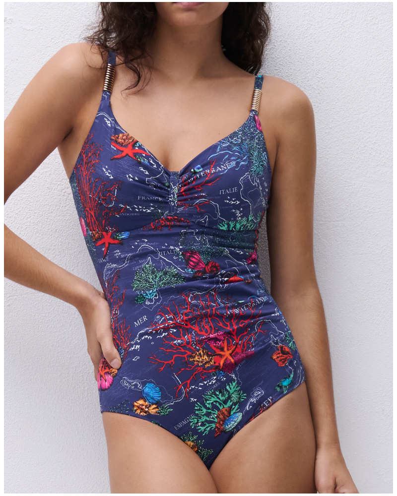 Underwired one-piece swimsuit Chantelle Icon (Dark Mediterranean)