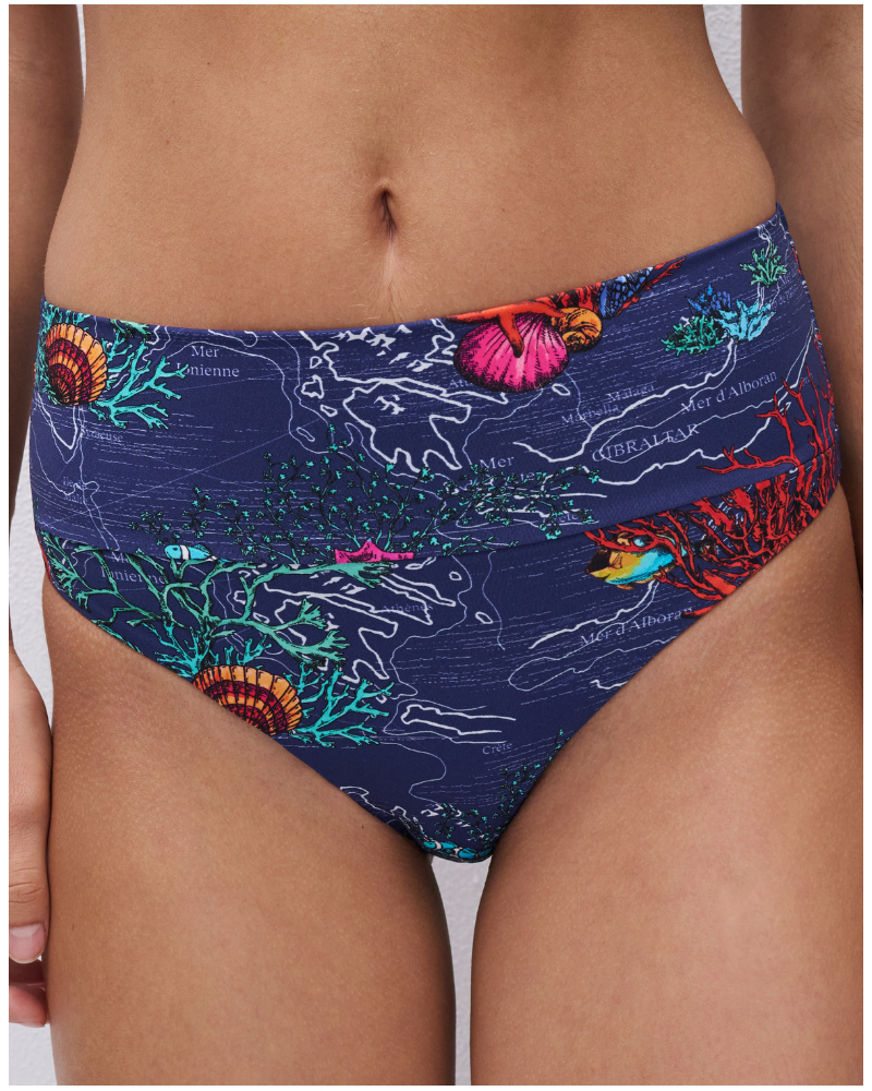 Culotte de bain taille haute ajustable Chantelle Icon (Dark Mediterranean)