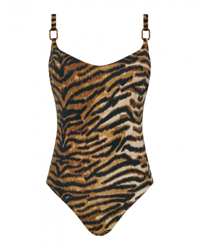 Maillot de bain une pièce armatures enveloppant Chantelle Vita (Tigre)