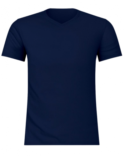 Camiseta de algodón elástico con cuello en V Made in France Eminence (Marino)