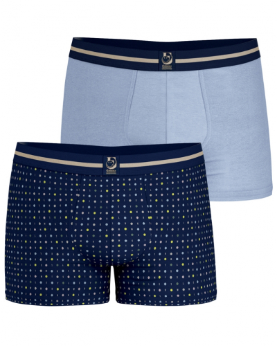 Pack of 2 stretch cotton boxers SmileyWorld X Eminence (Navy/Light Blue)