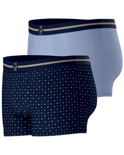 Pack of 2 stretch cotton boxers SmileyWorld X Eminence (Navy/Light Blue)