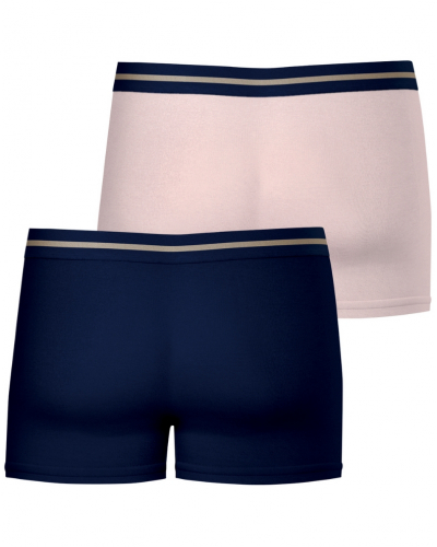 Paquete de 2 bóxers de algodón elástico SmileyWorld X Eminence (Azul marino/Rosa)