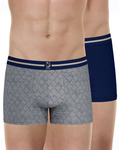 Lot de 2 boxers coton stretch SmileyWorld X Eminence (Imprimé gris/Marine)