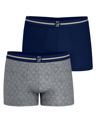 Lot de 2 boxers coton stretch SmileyWorld X Eminence (Imprimé gris/Marine)