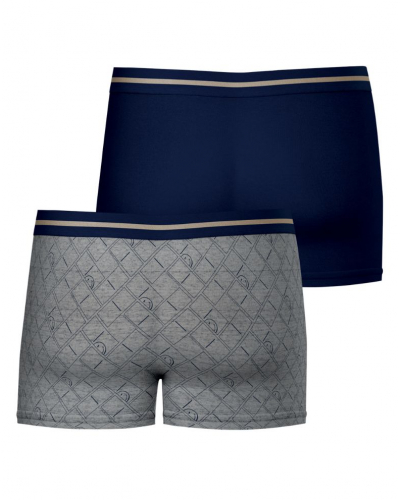 Pack of 2 stretch cotton boxers SmileyWorld X Eminence (Imprimé gris/Marine)
