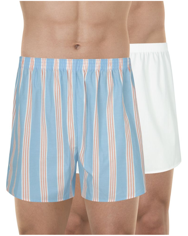 Pack of 2 jockstraps 100% Cotton Eminence Chaine et Trame (Imprimé rayures/Blanc)