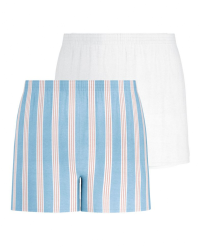 Lot de 2 caleçons 100% Coton Eminence Chaine et Trame (Imprimé rayures/Blanc)