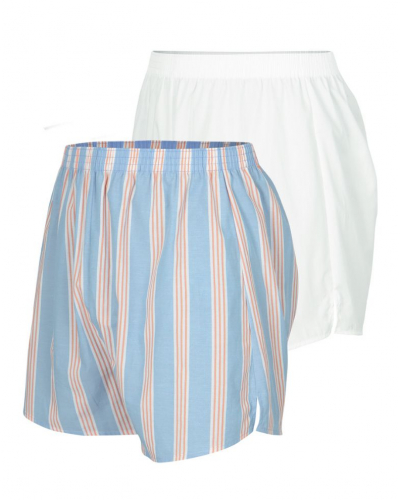 Lot de 2 caleçons 100% Coton Eminence Chaine et Trame (Imprimé rayures/Blanc)