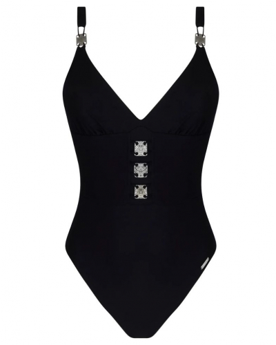 One-piece opened support swimsuit Lise Charmel Eclat d'Argent (Noir Argent)
