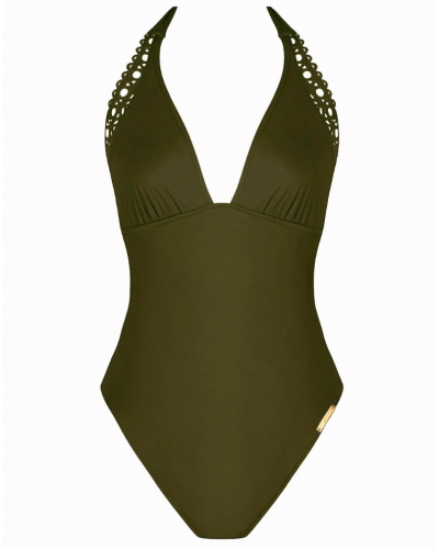 Seduction one-piece swimsuit plunging back Lise Charmel Ajourage Couture (Ajourage Avocat)