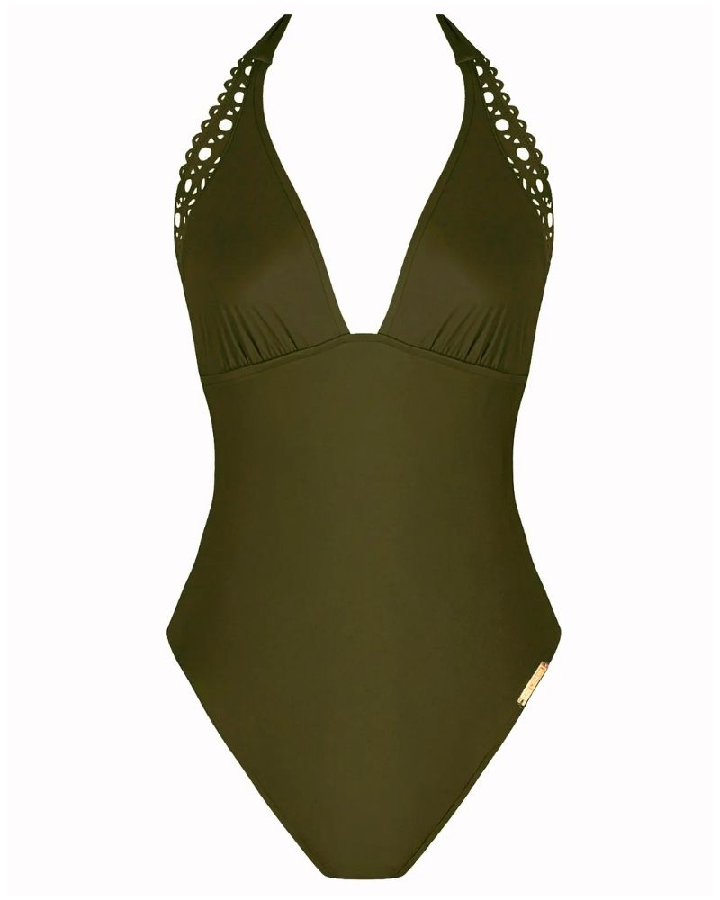 Seduction one-piece swimsuit plunging back Lise Charmel Ajourage Couture (Ajourage Avocat)