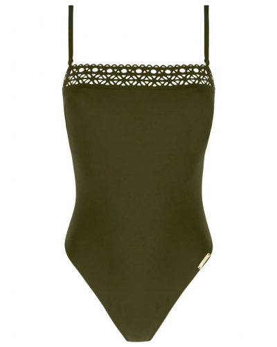 Bandeau padded one-piece swimsuit Lise Charmel Ajourage Couture (Ajourage Avocat)