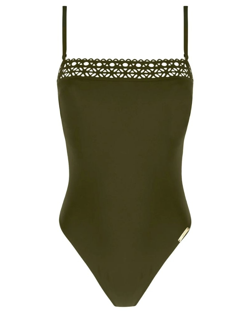 Bandeau padded one-piece swimsuit Lise Charmel Ajourage Couture (Ajourage Avocat)