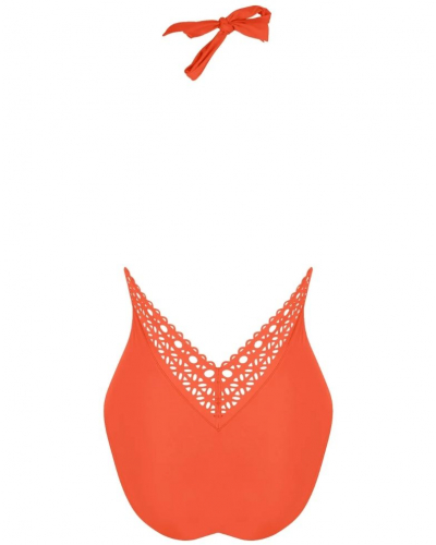 Seduction one-piece swimsuit plunging back Lise Charmel Ajourage Couture (Ajourage Papaye)