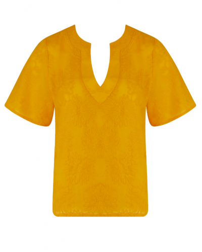 Top manches courtes 100% Coton Antigel La Bohème (Jaune Paille)