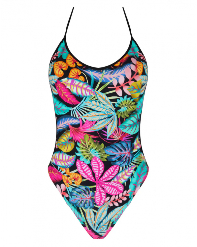 Reversible one-piece trikini swimsuit Antigel La Forêt Magic (Noir Enchanté)
