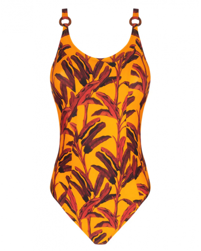 Underwire-free one-piece swimsuit Antigel La Mélanésia (Jaune Banane)