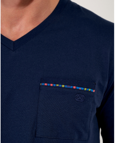 Pijama corto 100% algodón HOM Bellagio (Imprimé Bleu/Marine)