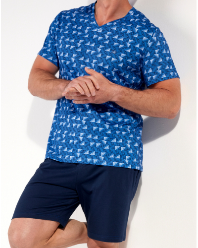 Pijama corto 100% Algodón HOM Beachcomber (Imprimé Bleu/Marine)