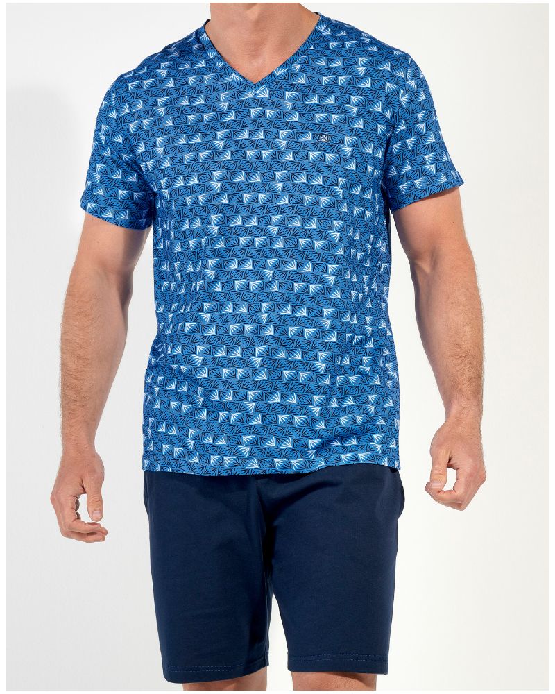 Short pajamas 100% Cotton HOM Beachcomber (Imprimé Bleu/Marine)