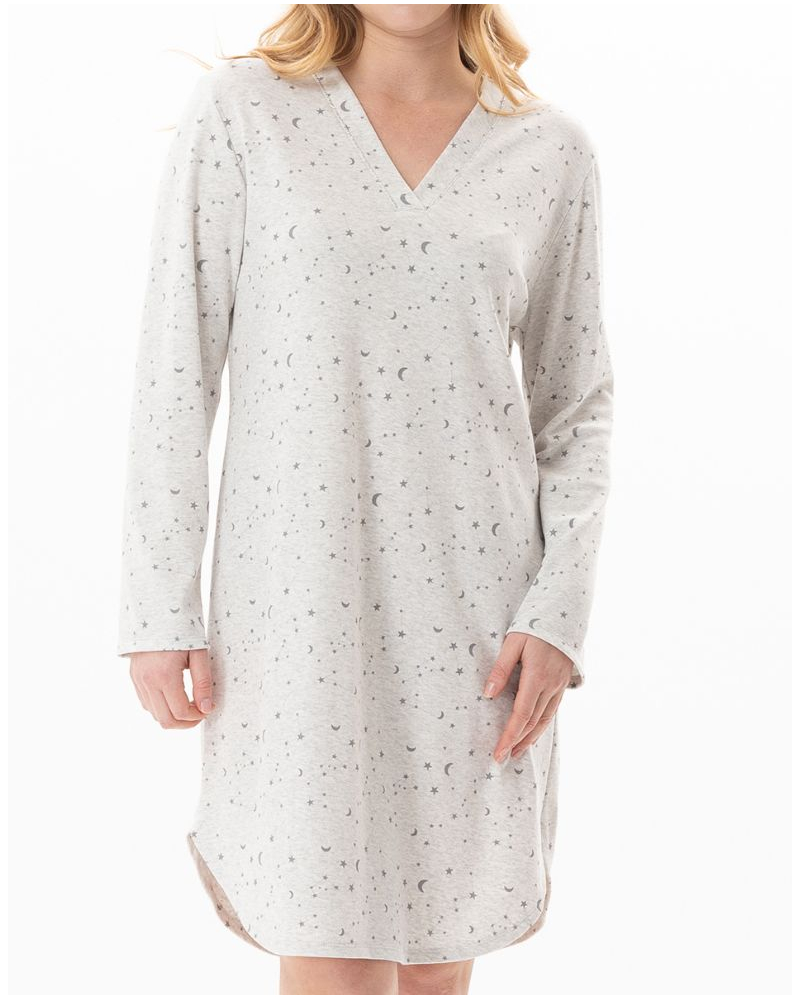Nightdress Interlock 100% cotton Le Chat Luna (Gris Chiné)