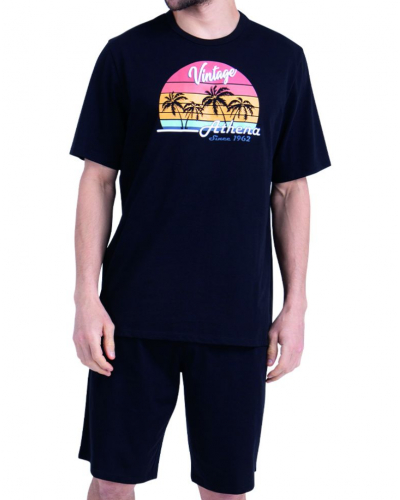 Athena Short 100% Cotton Pajamas Ecopack Vintage (Black)