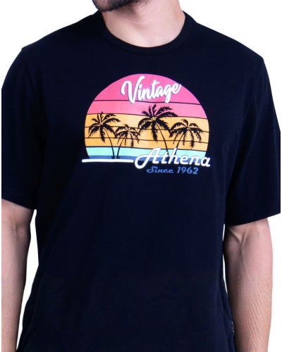 Pyjama court 100% coton Athena Ecopack Vintage (Noir)