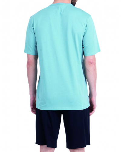 Athena Short Jersey Pajamas 100% Cotton Ecopack Vintage (Mineral Blue / Black)