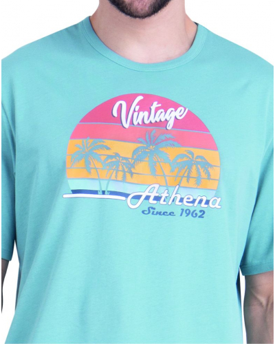 Pijama corto de punto 100% algodón Athena Ecopack Vintage (Azul Mineral / Negro)