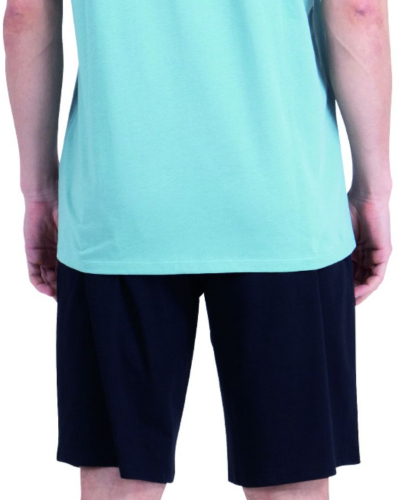 Pyjama Court Jersey 100% coton Athena Ecopack Vintage (Bleu minéral / Noir)