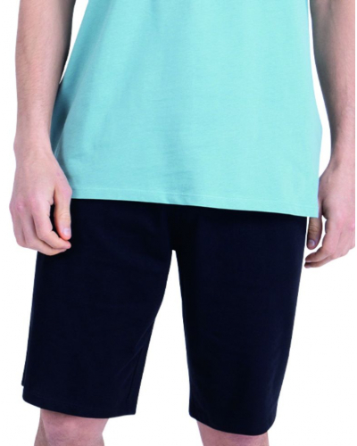 Athena Short Jersey Pajamas 100% Cotton Ecopack Vintage (Mineral Blue / Black)