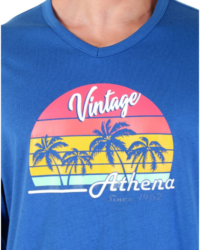 Pyjama long Jersey 100% coton Athena EcoPack Vintage (Bleu lavende / Noir)