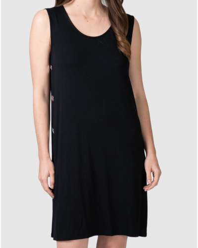 Beach dress sleeveless buttoned Massana (Black)