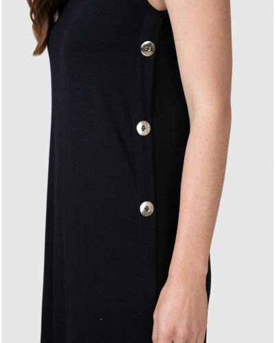 Vestido de playa sin mangas con botones Massana (Negro)