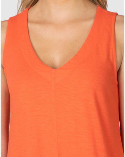 100% Cotton Sleeveless V-Neck beach dress Massana (Corail)