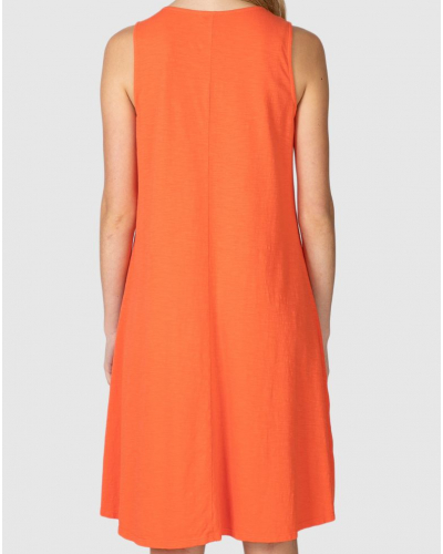 Robe de plage 100% coton sans manche Col V Massana (Corail)