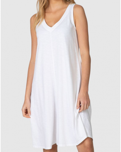 Vestido de Playa Sin Mangas con Escote en V Massana 100% Algodón (Blanco)