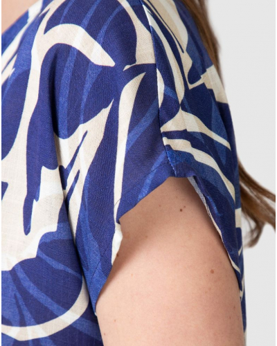 Robe de plage manches courtes Sea vibes Massana (Imprimé Bleu)