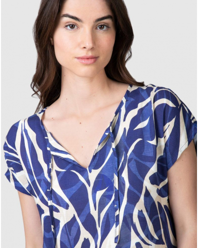 Short-sleeved Sea Vibes Beach Dress Massana (Imprimé Bleu)