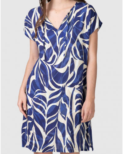 Short-sleeved Sea Vibes Beach Dress Massana (Imprimé Bleu)